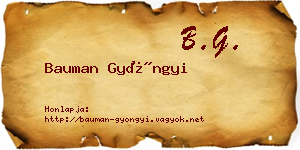Bauman Gyöngyi névjegykártya